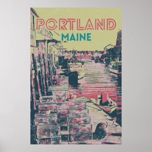 View of the port Portland Maine USA Poster