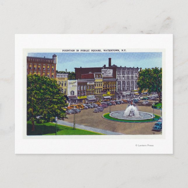 View of the Public Square Fountain Postcard (Front)