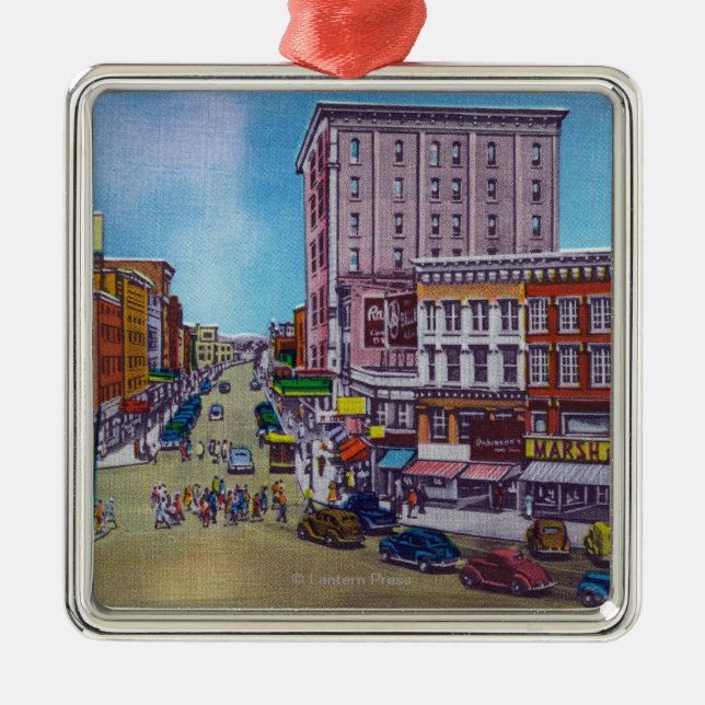 View of the Public Square Metal Ornament (Front)