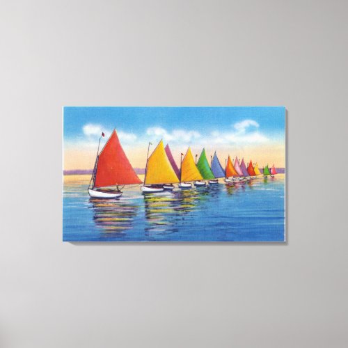 View of the Rainbow Sailboat Fleet Canvas Print