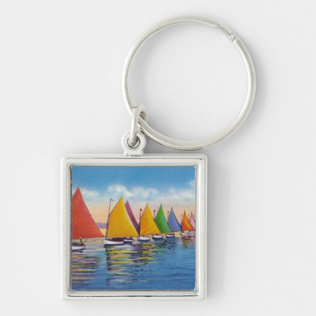 View of the Rainbow Sailboat Fleet Keychain (Front)