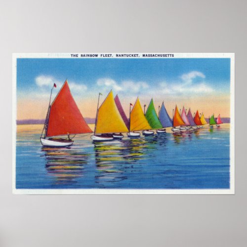 View of the Rainbow Sailboat Fleet Poster