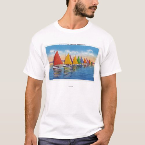 View of the Rainbow Sailboat Fleet T_Shirt