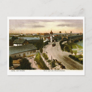 View of the Rhine Bridge, Kehl, Germany Vintage Postcard