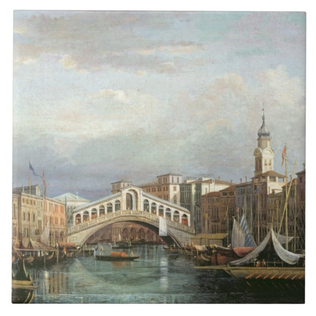 View of the Rialto Bridge in Venice Ceramic Tile (Front)