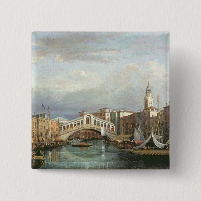 View of the Rialto Bridge in Venice Pinback Button (Front)