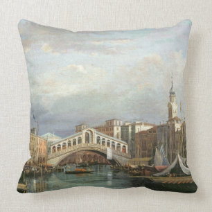 View of the Rialto Bridge in Venice Throw Pillow