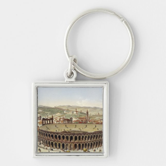 View of the Roman Amphitheatre, Verona, engraved b Keychain (Front)
