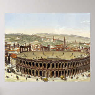 View of the Roman Amphitheatre, Verona, engraved b Poster