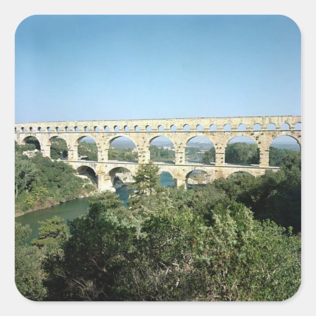 View of the Roman aqueduct, built c.19 BC Square Sticker (Front)