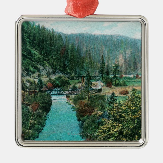 View of the Sacramento River Canyon on SP Metal Ornament (Front)