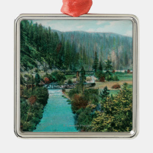 View of the Sacramento River Canyon on SP Metal Ornament