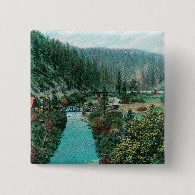 View of the Sacramento River Canyon on SP Pinback Button (Front)