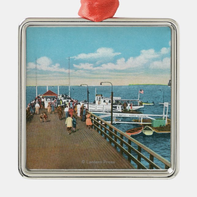 View of the Salem Willows Pier Metal Ornament (Front)