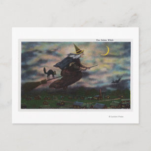 View of the Salem Witch on her Broom Postcard