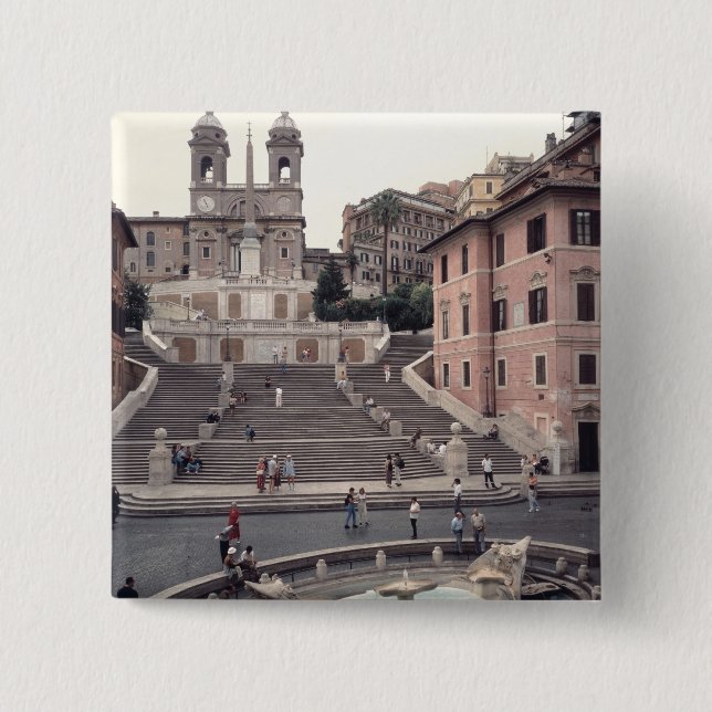 View of the Spanish Steps or Scalinata Pinback Button (Front)