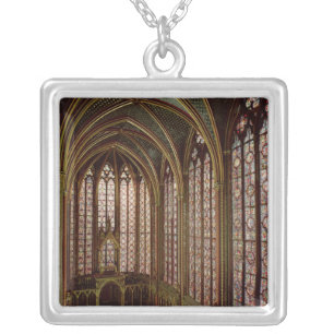 View of the stained glass windows silver plated necklace