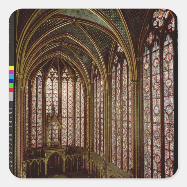 View of the stained glass windows square sticker (Front)
