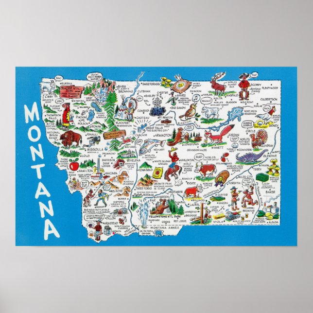 View of the State with Cartoons, Scenic Spots Poster (Front)