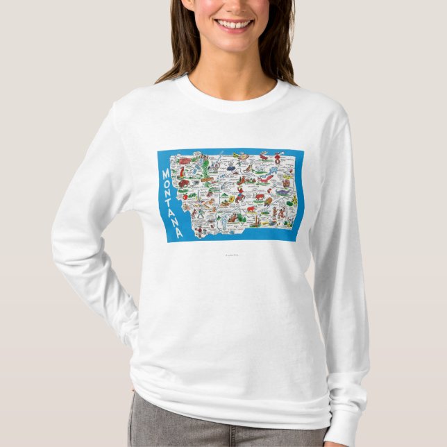 View of the State with Cartoons, Scenic Spots T-Shirt (Front)