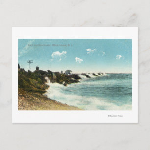 View of the Surf and Breakwater Postcard