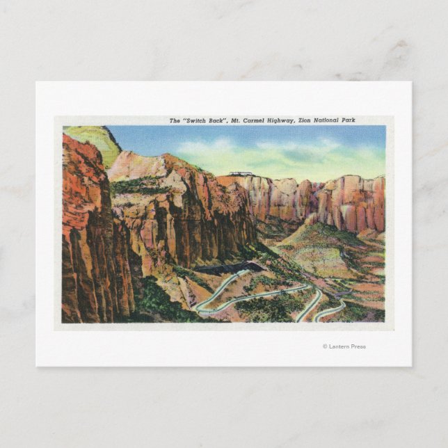 View of the Switch Back, Mt. Carmel Highway Postcard (Front)