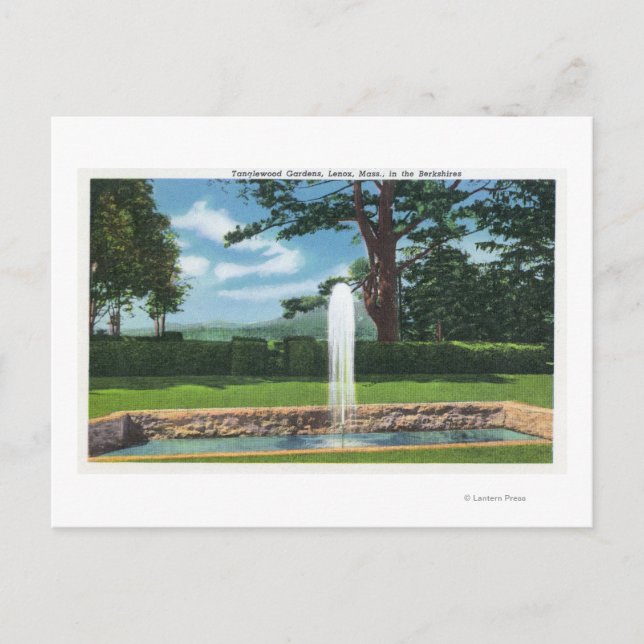 View of the Tanglewood Gardens and Fountain Postcard (Front)