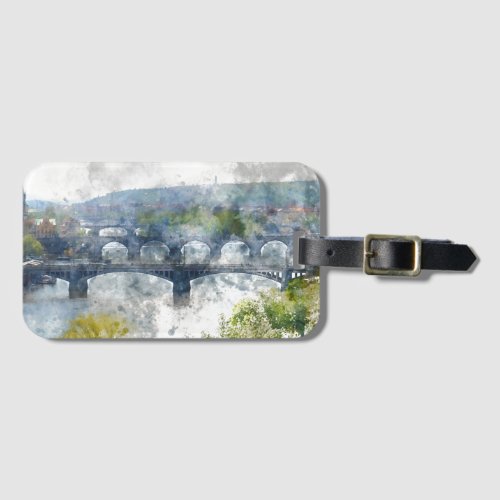 View of the Vltava River and the bridges Prague Luggage Tag