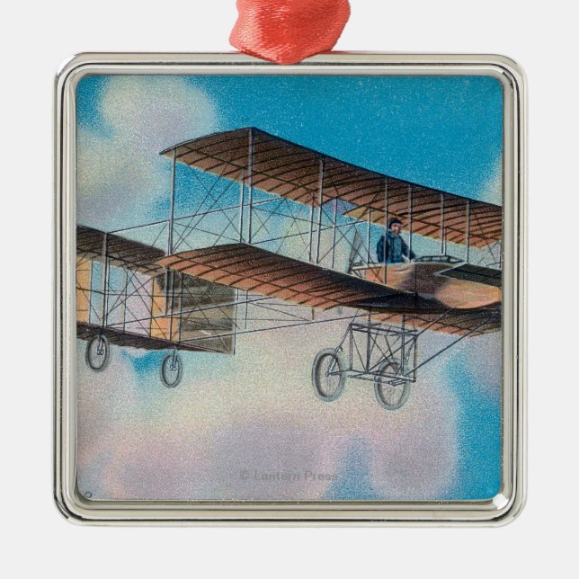 View of the Voisin BiplaneFrance Metal Ornament (Front)
