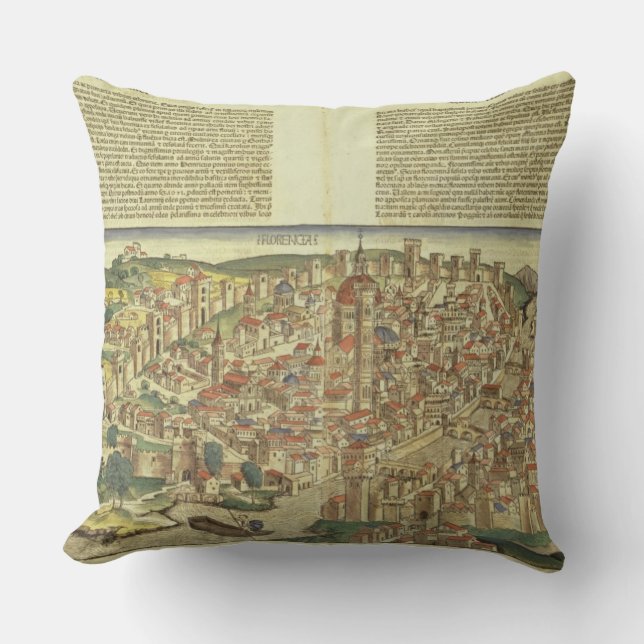View of the walled city of Florence, from the Nure Throw Pillow (Front)