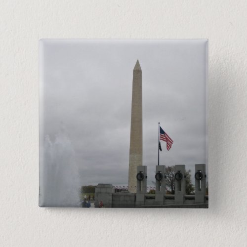 View of the Washington Monument from WWII Memorial Pinback Button