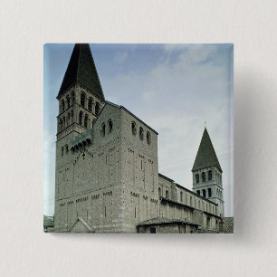 View of the west facade, 10th-11th century pinback button