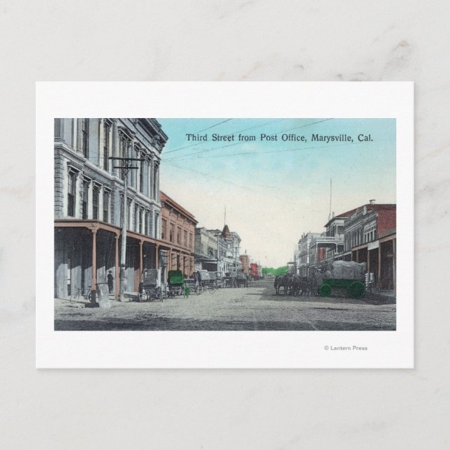 View of Third Street from the Post Office Postcard (Front)