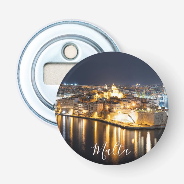 View of Three cities in Malta at night Bottle Opener (Front)