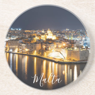 View of Three cities in Malta at night Coaster