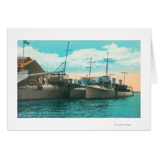 View of Three Torpedo Boat Destroyers in Dock Cards (Front Horizontal)