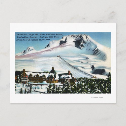 View of Timberline Lodge Mt Hood in Winter Postcard
