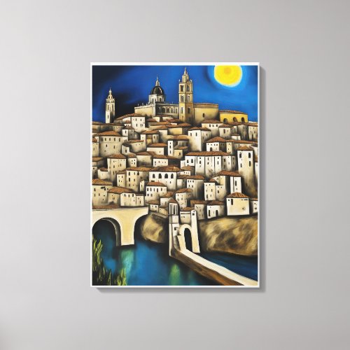 View of Toledo _ Surreal Cityscape Painting Canvas Print