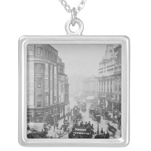 View of Tottenham Court Road c1885 Silver Plated Necklace