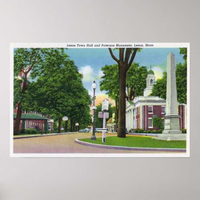 View of Town Hall and Paterson Monument Poster (Front)