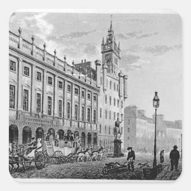 View of Town Hall, Exchange, Glasgow Square Sticker (Front)
