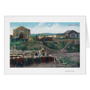 View of Townspeople Around Cut WoodNulato, AK Cards