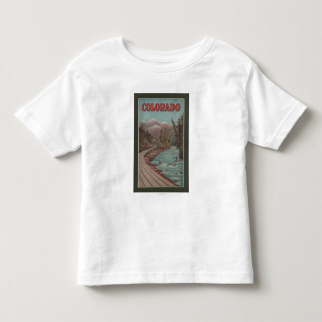 View of Train Alongside River - Travel Poster Toddler T-shirt (Front)
