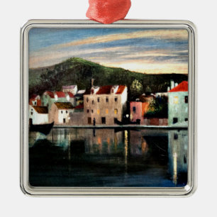 View of Trogir at Sunset - Tivadar Kosztka Metal Ornament