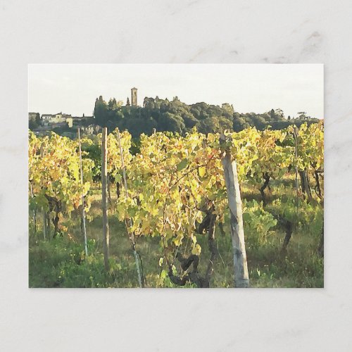 View of Tuscany Town and Chianti Vineyard Postcard