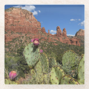 View of Twin Buttes Sedona, Arizona Glass Coaster