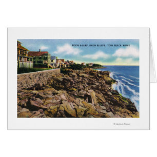 View of Union Bluffs Rocks and Surf at York Cards