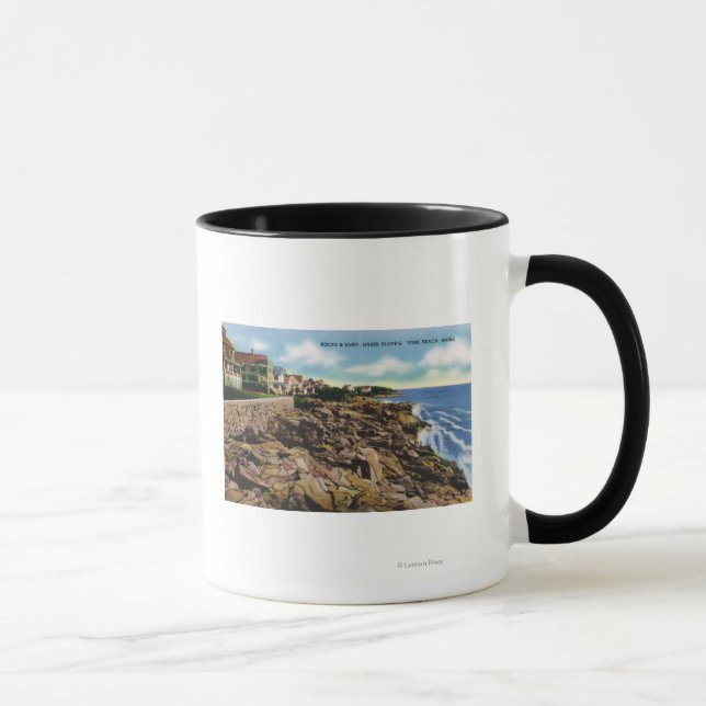 View of Union Bluffs Rocks and Surf at York Mug (Right)