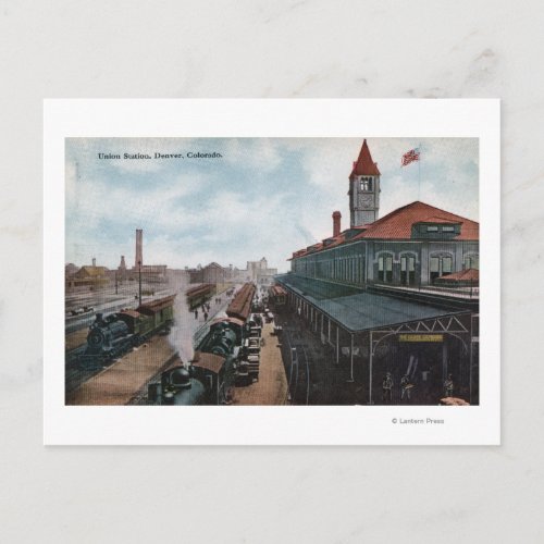 View of Union Station Railroad Postcard