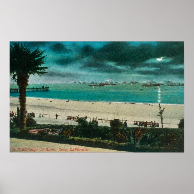 View of US Warships in the OceanSanta Cruz, CA Poster (Front)